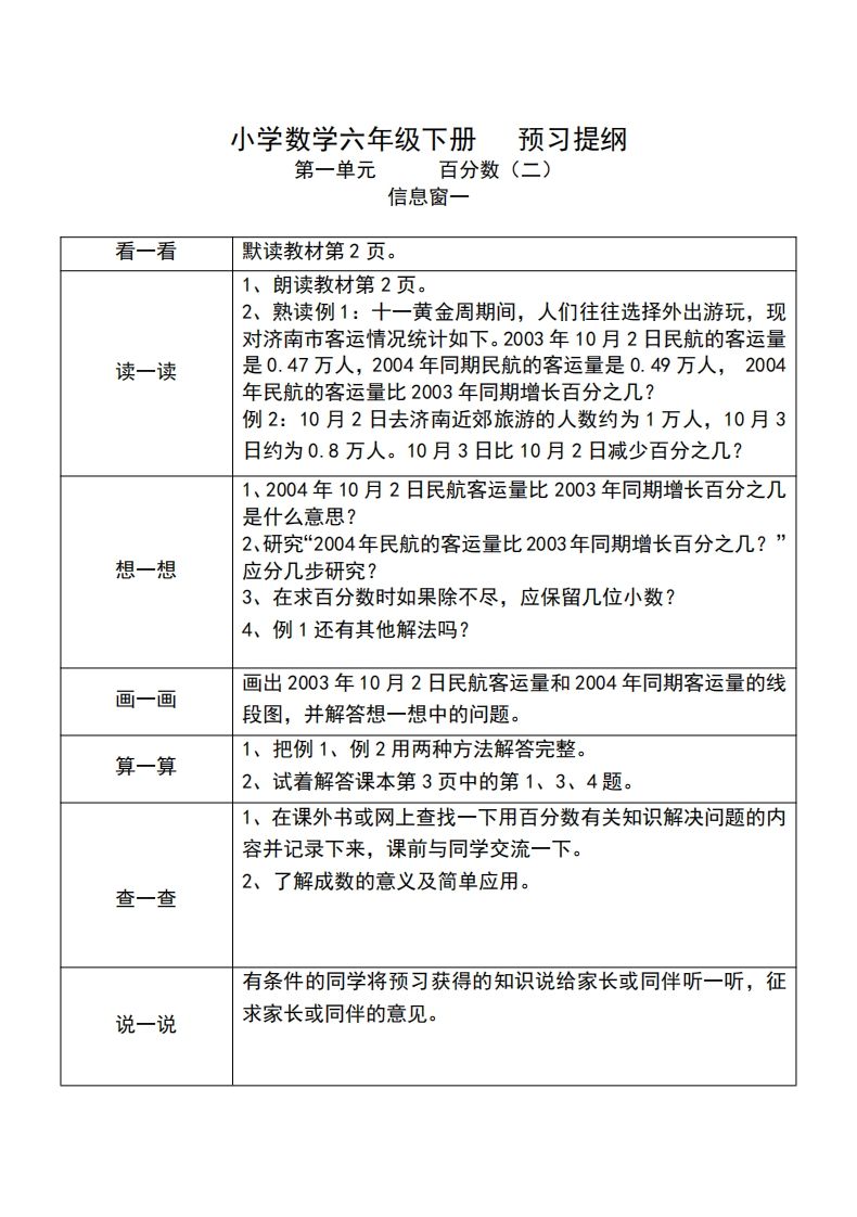 六下人教版数学课前预习单-ABC库