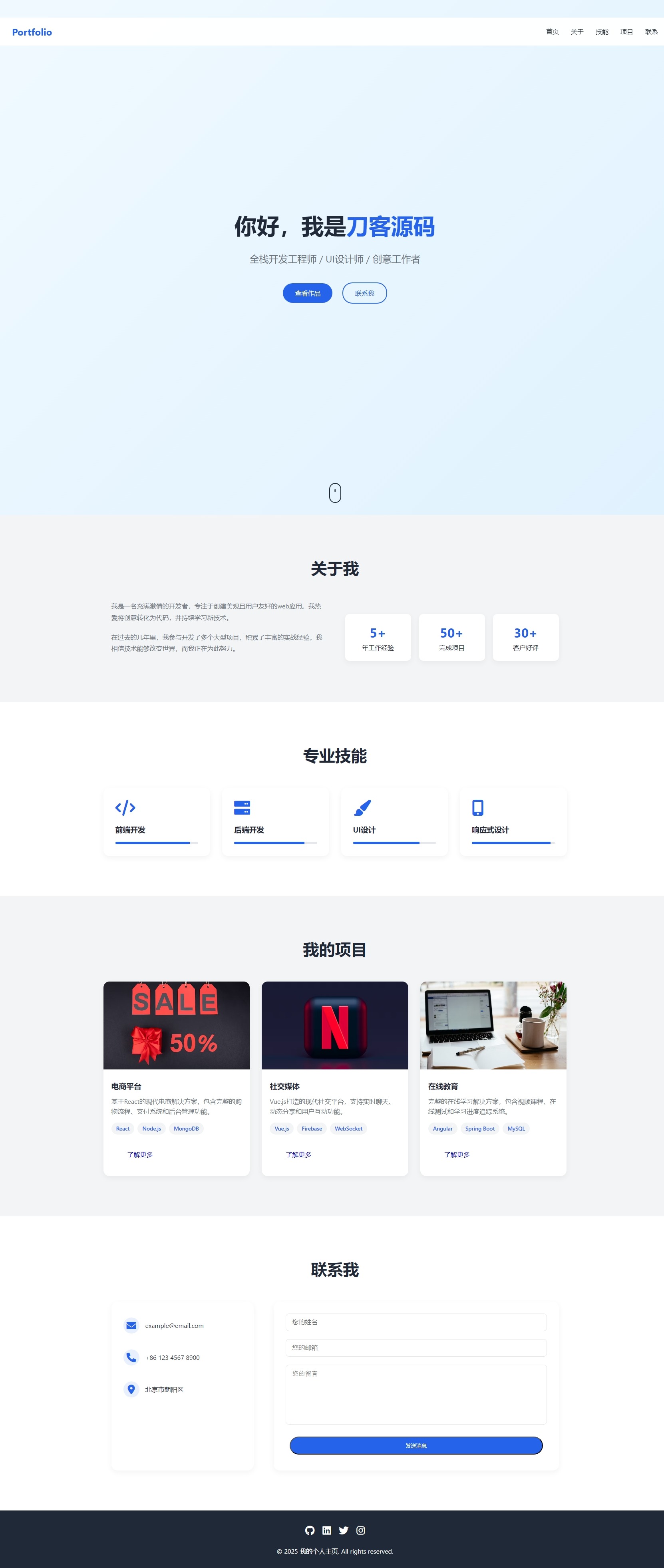 全新UI设计的精品个人团队主页HTML源码-ABC库