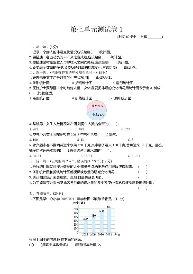 五下（54制）青岛版数学第七单元检测-1-ABC库