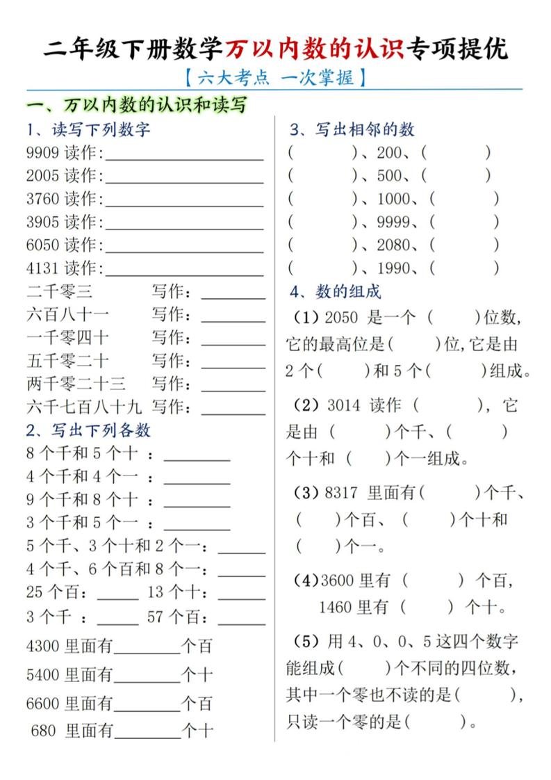 二下数学【万以内数的认识专项提优】-ABC库
