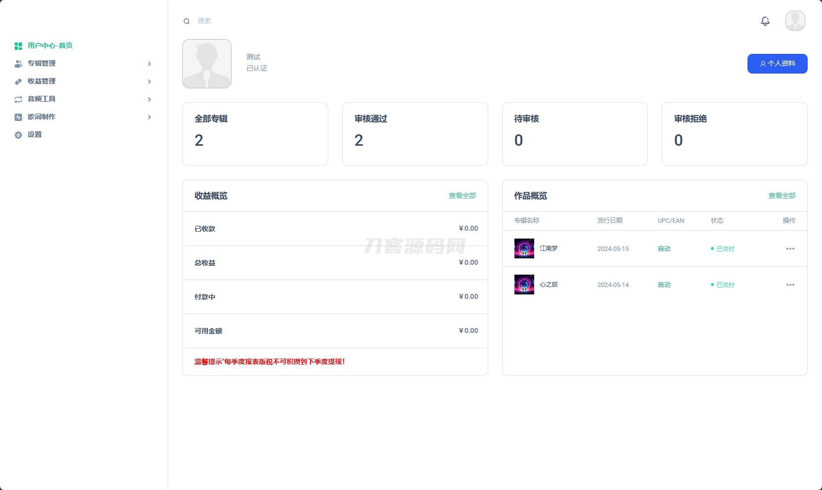 音乐发行平台无加密开源源码-ABC库
