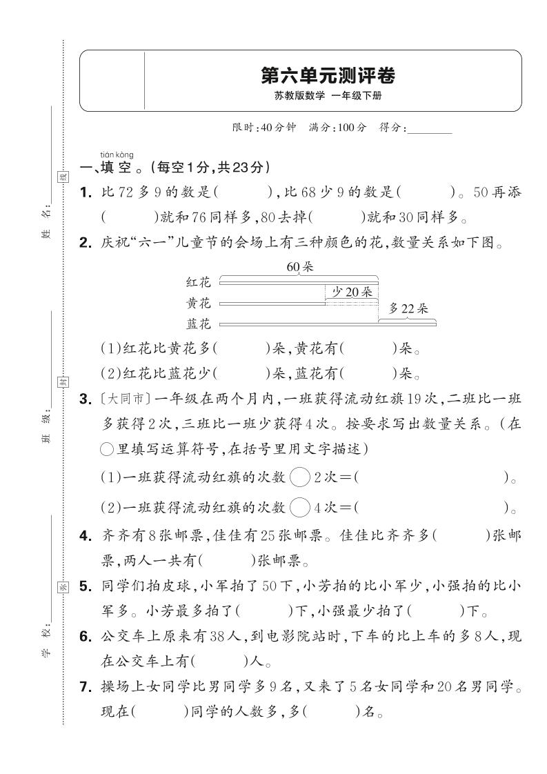 新一下苏教版数学第六单元测试卷（含答案）-ABC库
