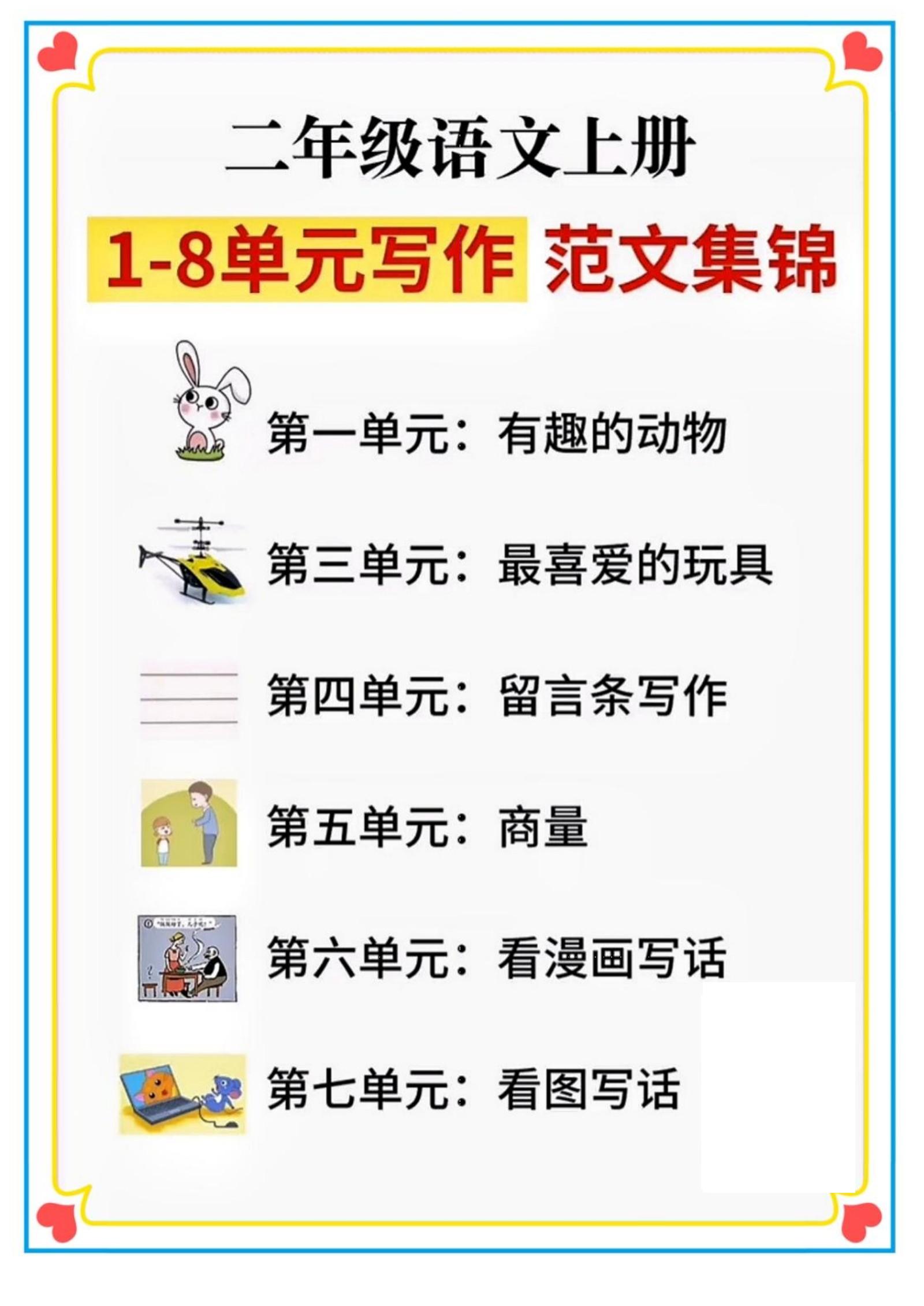二年级语文上册1-8单元看图写话范文集锦-ABC库