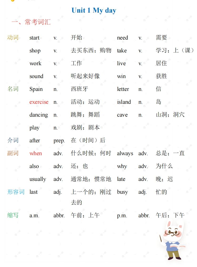 五年级下册英语PEP人教版知识梳理-ABC库
