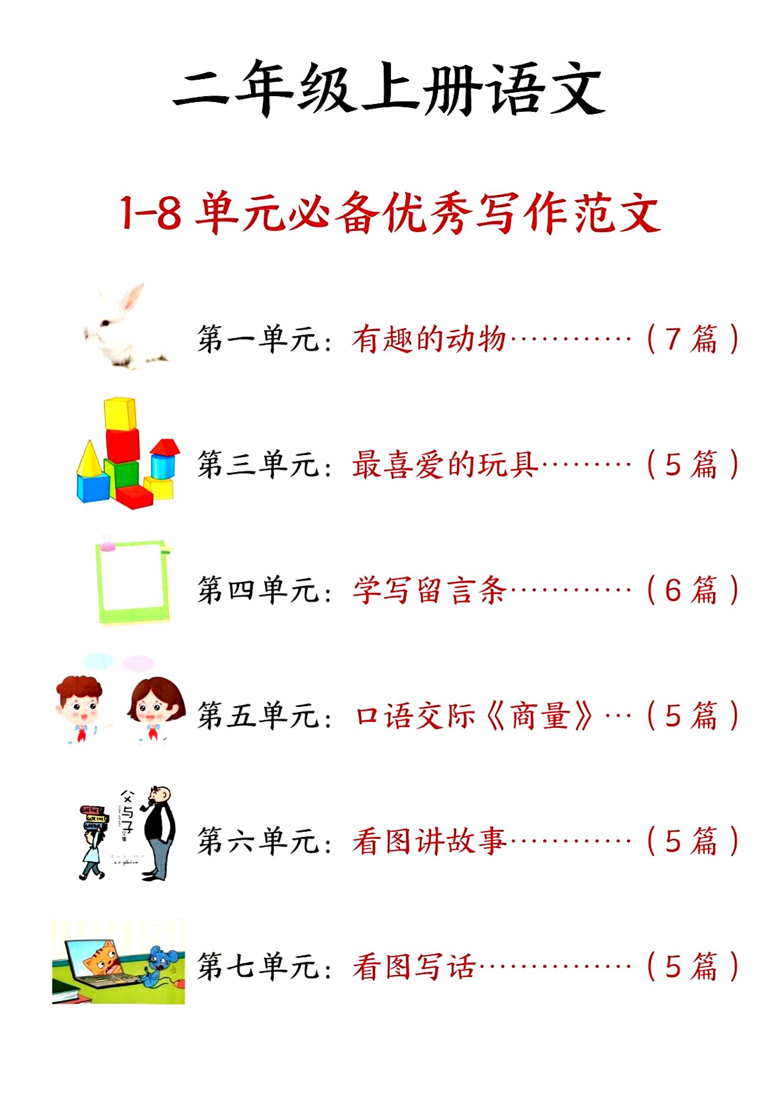 二上语文1-8单元必备优秀写作范文33篇（33页）-ABC库