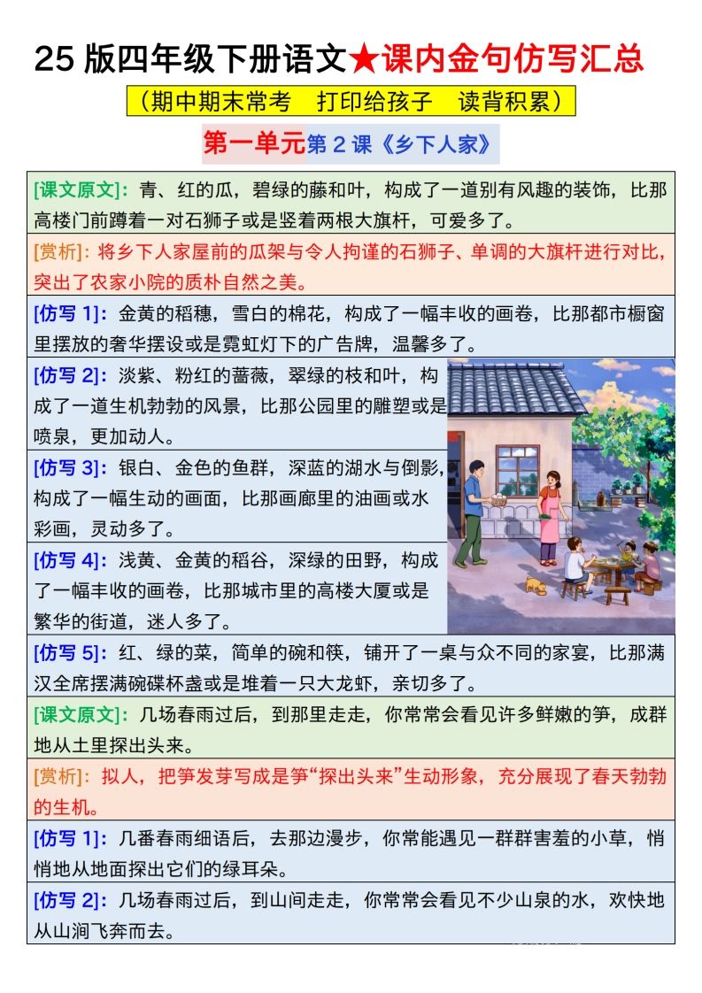 25版四下语文课内金句仿写汇总31页-ABC库