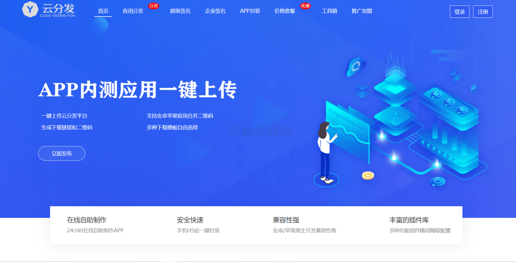 全开源仿第八区H5APP封装打包分发系统源码-ABC库