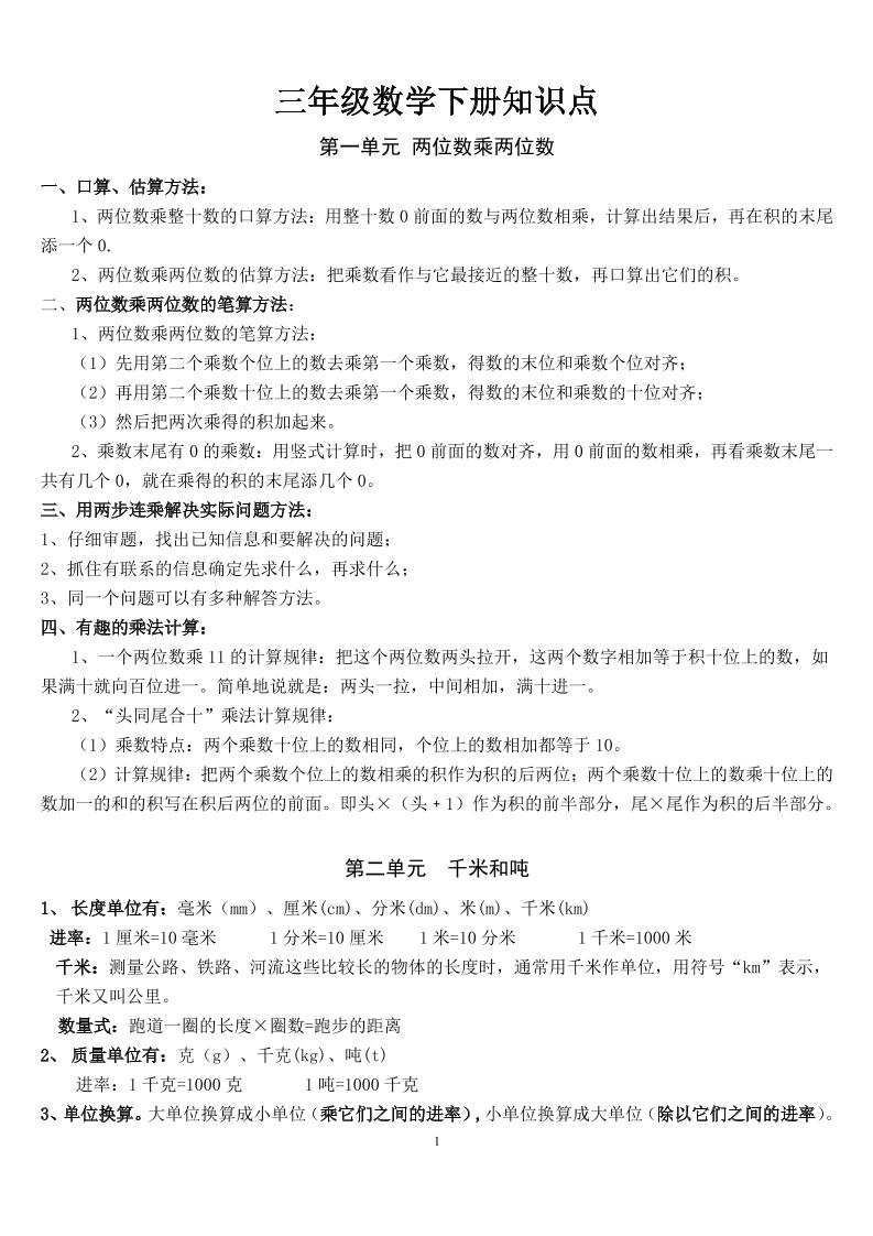 三下苏教版数学汇总重点-ABC库