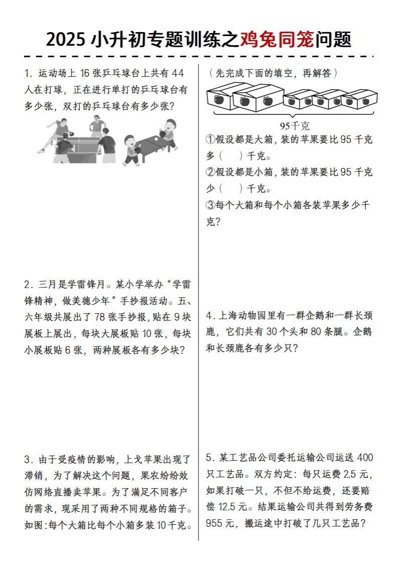 2025小升初专题训练之鸡兔同笼问题-ABC库